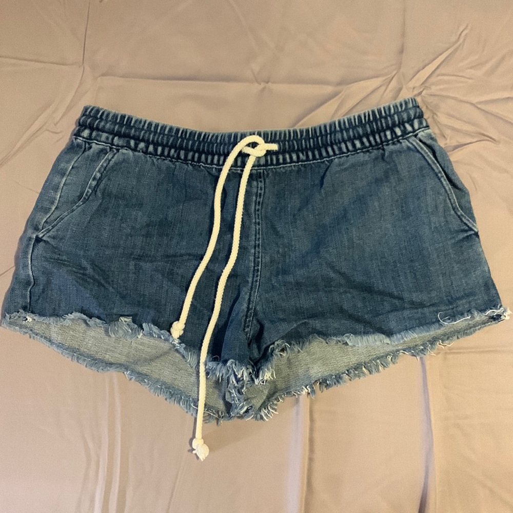 Denim drawstring shorts